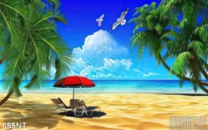 Tranh đại dương xanh và chim hải âu