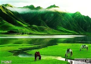 Tranh dãy núi xanh