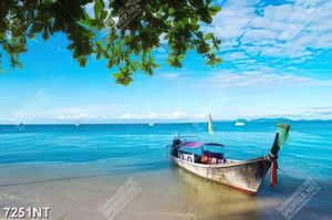 Tranh con thuyền nhỏ trên biển 