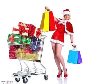 Tranh người đẹp bên giỏ quà noel 7712NT