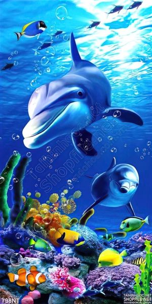 Tranh cá heo và các loài cá dưới biển
