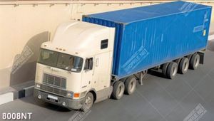 Tranh xe container chở hàng 