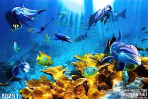 Tranh đàn cá heo ở đại dương