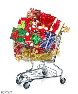 Tranh xe đẩy chở quà noel 8077NT