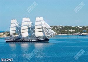Tranh con thuyền căng buồm trên biển 8342NT