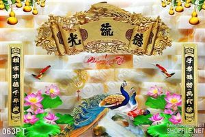 Tranh psd trang trí phòng thờ phong thủy