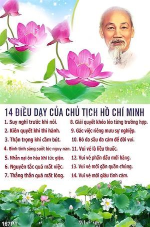 Tranh gắn tường 14 điều dạy của chủ tịch HỒ CHÍ MINH