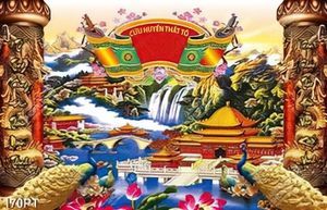 Tranh thờ CỬU HUYỀN THẤT TỔ in kính