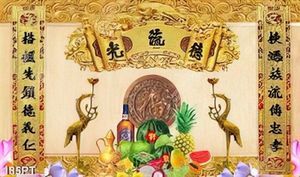 Tranh phòng thờ mâm ngũ quả chất lượng cao