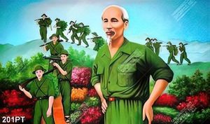 Tranh trang trí nội thất Bác cùng chúng cháu hành quân