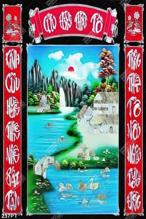 Tranh phòng thờ in kính Cữu Huyền Thất Tổ đẹp nhất