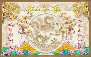 Tranh thờ in uv ngọc khắc rồng phượng file gốc