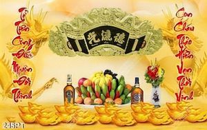 Tranh psd bàn thờ tổ tiên chất lượng cao