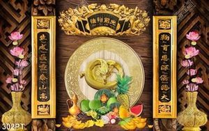 Tranh phòng thờ ngũ quả trên nền gỗ đẹp nhất