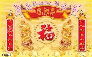 Tranh phòng thờ song long chất lượng cao