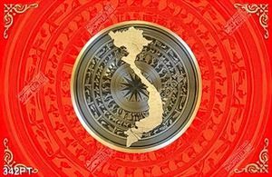 Tranh bản đồ Việt Nam và trống đồng chất lượng cao