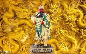Tranh thờ QUANG CÔNG  và song long mạ vàng chất lượng cao