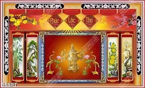 Tranh bàn thờ chim hạc vàng đẹp in uv