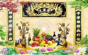 Tranh bàn thờ thư pháp thờ cúng ông bà tổ tiên file gốc