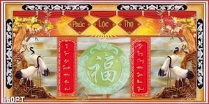 Tranh thờ treo tường chim hạc giả ngọc và thư pháp