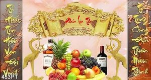 Tranh thờ thư pháp và chim hạc vàng chất lượng cao