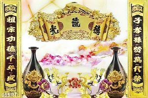 Tranh thờ thư pháp và bình gốm chất lượng cao