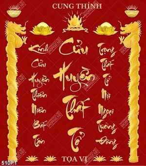 Tranh thờ Cửu Huyền Thất Tổ in uv