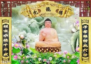 Tranh thờ phật và hoa sen treo tường