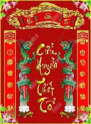 Tranh thờ Cửu Huyền Thất Tổ gắn tường