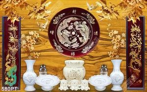 Tranh bàn thờ rồng phượng trên nền gỗ đẹp