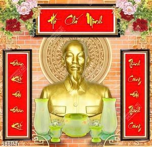Tranh gắn tường tượng BÁC HỒ bằng đồng đẹp in kính