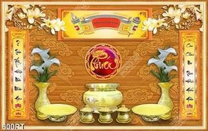 Tranh 3d bàn thờ tổ tiên file psd