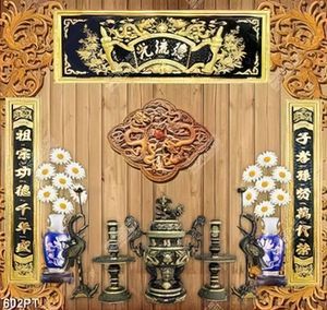 Tranh bàn thờ 3D chim hạc và thư pháp in uv