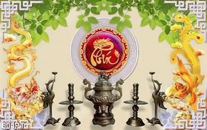 Tranh thờ 3d rồng phượng trang trí bàn thờ tồ tiên