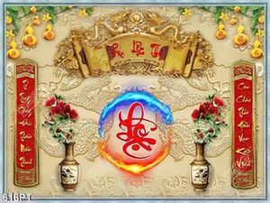 Tranh phòng thờ 3d chữ LỘC đẹp nhất