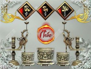 Tranh bàn thờ 3d chữ PHÚC nghệ thuật
