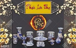 Tranh dán tường trang trí bàn thờ in kính