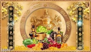 Tranh hoa quả và thư pháp trang trí bàn thờ tổ