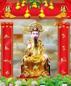 Tranh dán tường phòng thờ tổ tiên ông bà