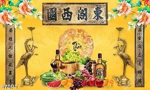 Tranh thư pháp và hạc vàng trang trí bàn thờ gia tiên
