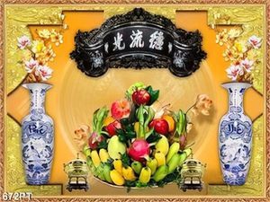 Tranh tranh trang trí phòng thờ mâm ngũ quả và bình hoa gốm đẹp nhất