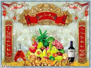 Tranh giả ngọc 3d trang trí bàn thờ tổ tiên