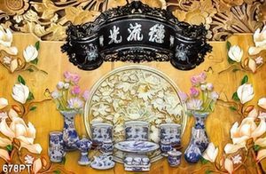 Tranh 3d hoa sen và thư pháp ốp tường phòng thờ