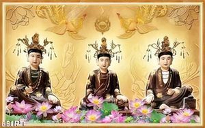 Tranh thờ Chúa Sơn Trang và hoa sen nghệ thuật