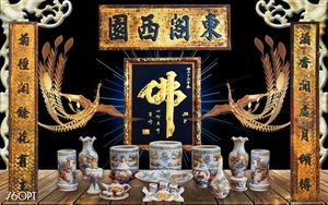 Tranh 3d trang trí bàn thờ gia tiên file gốc