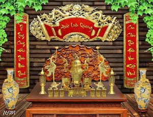 Tranh 3d trang trí bàn thờ ông bà tổ tiên