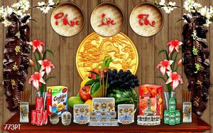 Tranh 3d trang trí bàn thờ ông bà tổ tiên