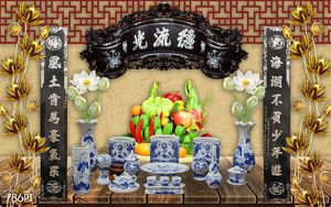Tranh 3d trang trí bàn thờ gia tiên file gốc