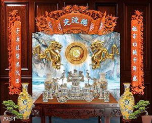 Tranh 3d trang trí bàn thờ ông bà tổ tiên