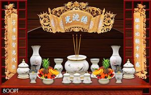 Tranh 3d trang trí bàn thờ gia tiên file gốc